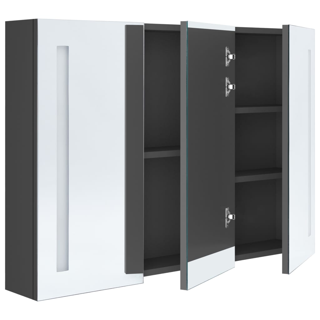 LED-Spiegelschrank fürs Bad 89x14x62 cm Grau