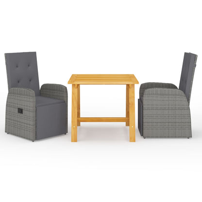 3-piece garden dining set grey