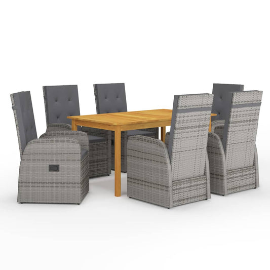 7-piece garden dining set grey