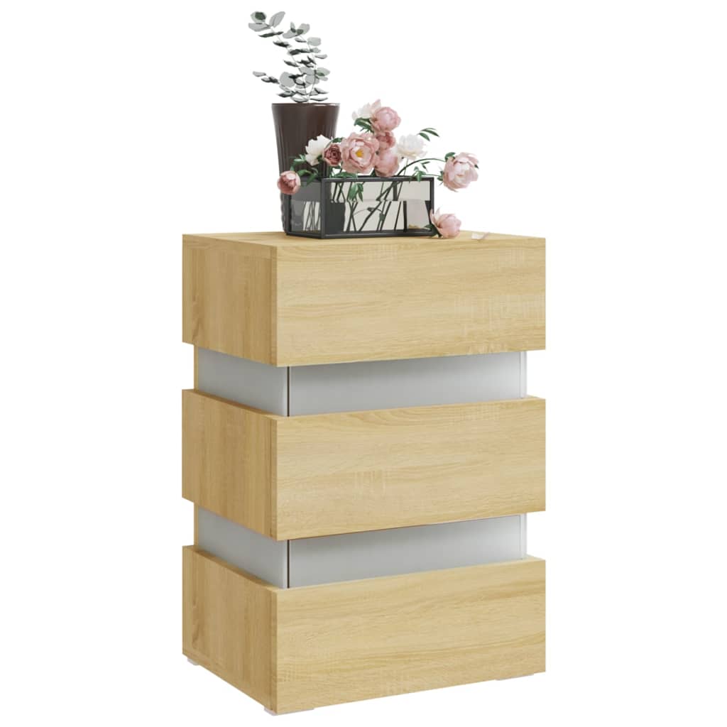 LED-Nachttisch Sonoma-Eiche 45x35x67 cm Holzwerkstoff