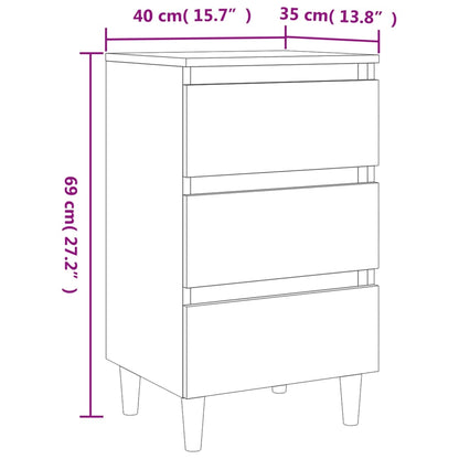 Nachttische Massivholz-Beine 2 Stk. Sonoma-Eiche 40x35x69cm