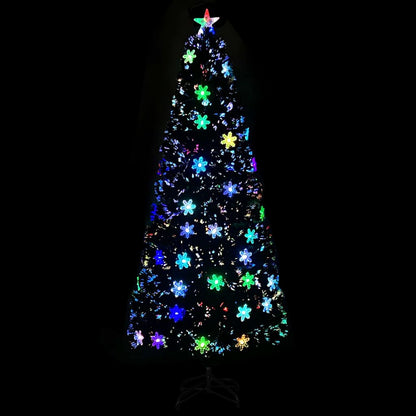 Weihnachtsbaum mit LED-Schneeflocken Schwarz 210 cm Fiberoptik