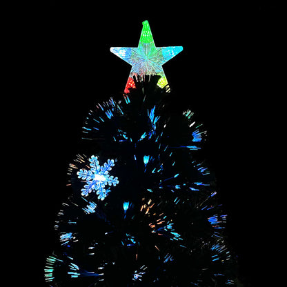 Weihnachtsbaum mit LED-Schneeflocken Schwarz 210 cm Fiberoptik