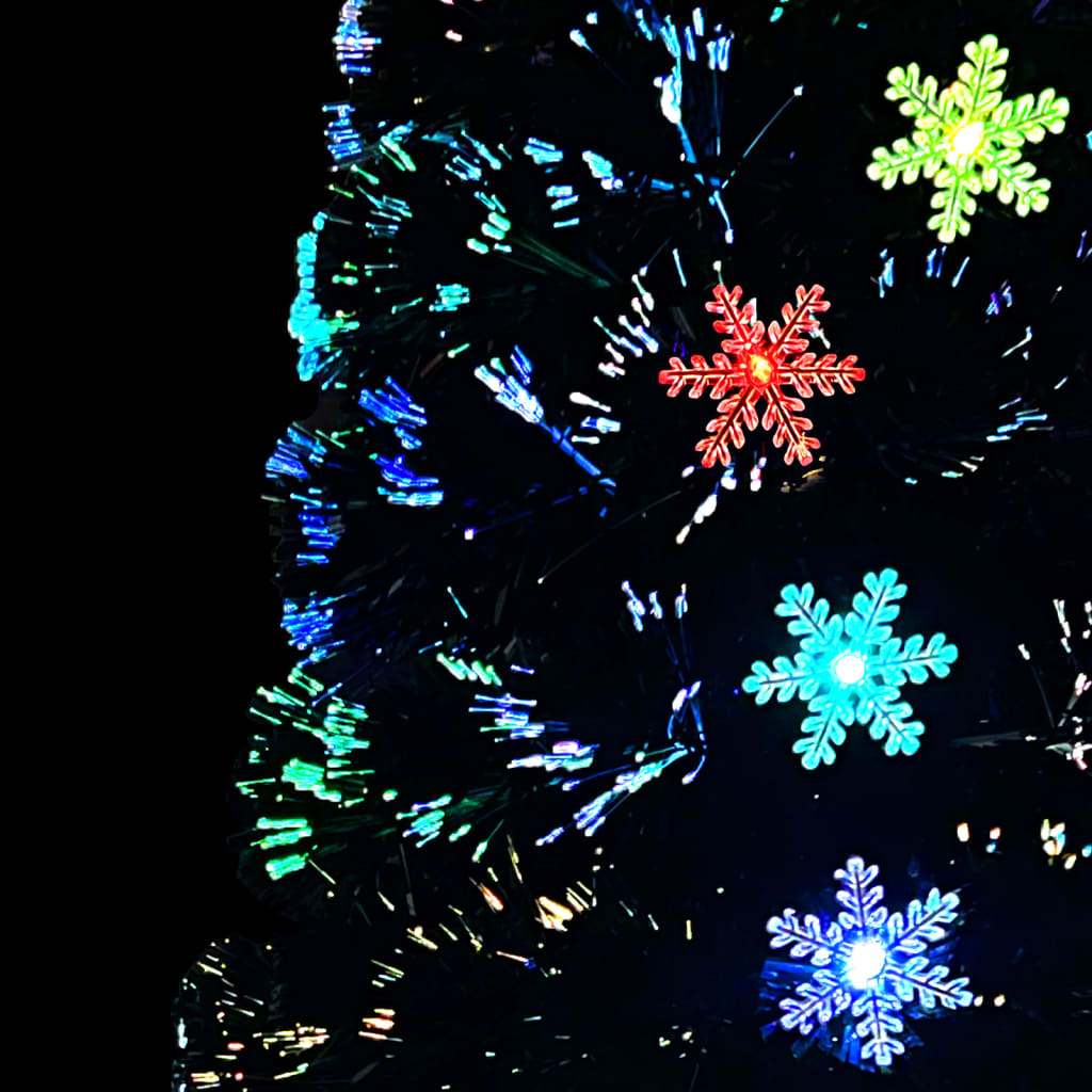 Weihnachtsbaum mit LED-Schneeflocken Schwarz 210 cm Fiberoptik