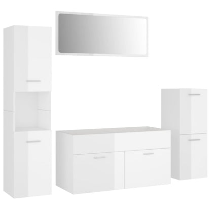 Bathroom furniture set high gloss white wood material