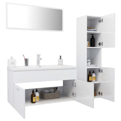 Bathroom furniture set high gloss white wood material