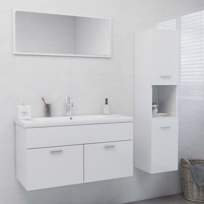 Bathroom furniture set high gloss white wood material