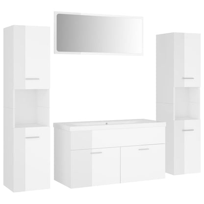 Bathroom furniture set high gloss white wood material