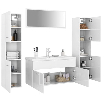 Bathroom furniture set high gloss white wood material