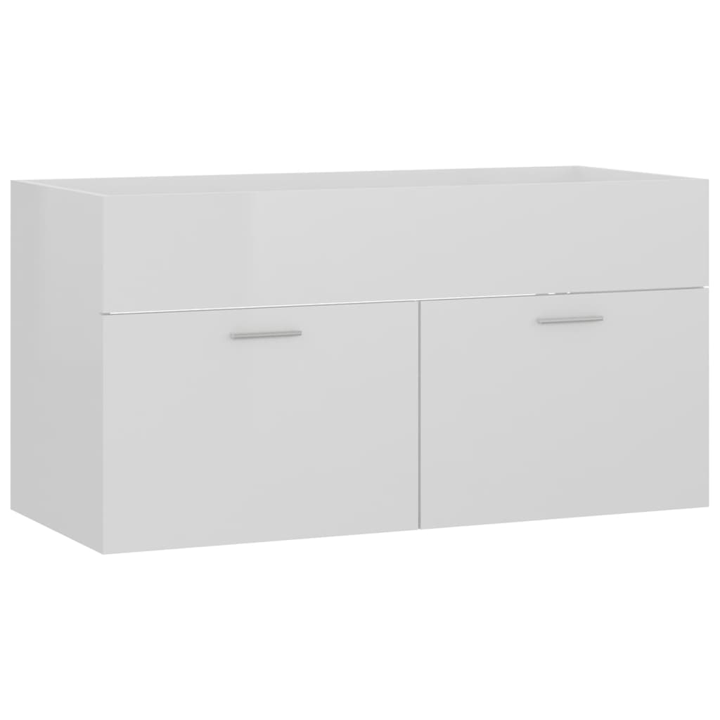 Bathroom furniture set high gloss white wood material