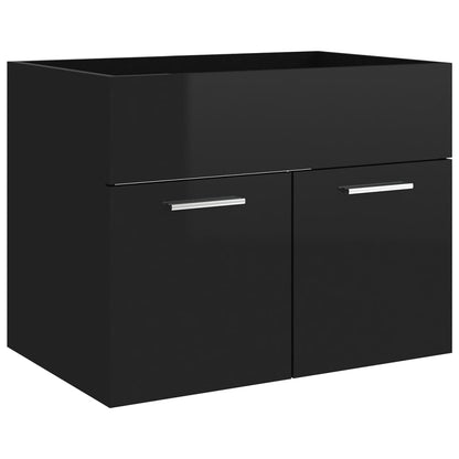 Bathroom furniture set high gloss black wood material