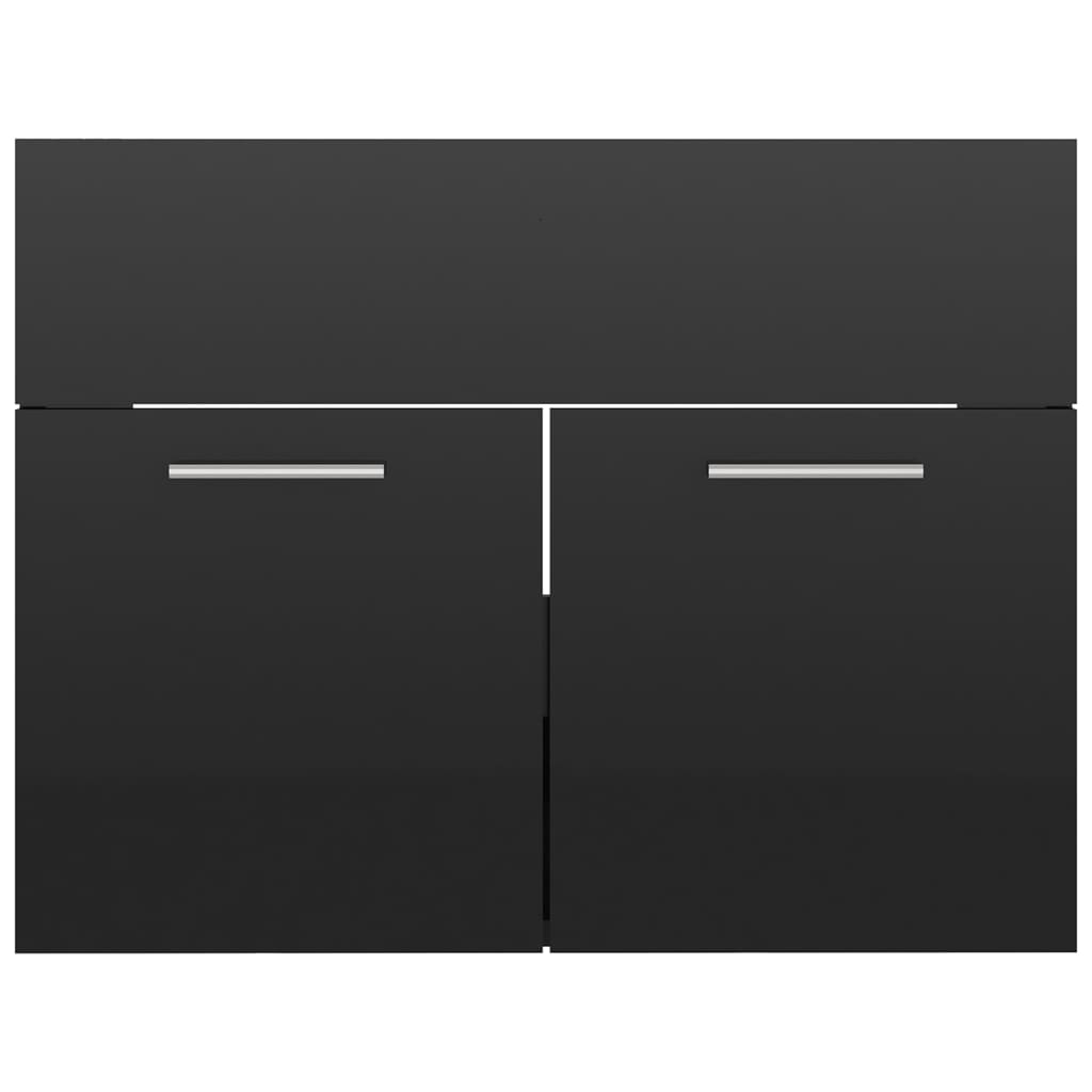 Bathroom furniture set high gloss black wood material