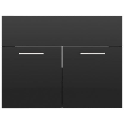 Bathroom furniture set high gloss black wood material