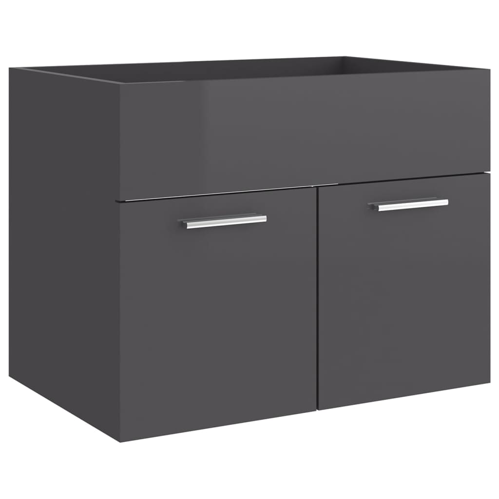 Bathroom furniture set high gloss grey wood material