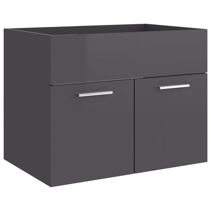 Bathroom furniture set high gloss grey wood material