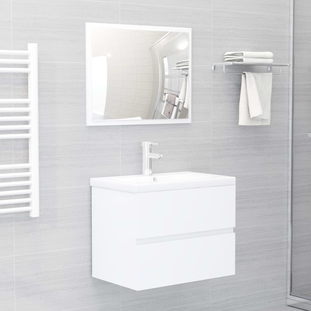 Bathroom furniture set white wood material