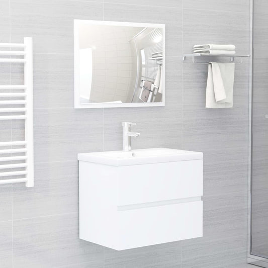 Bathroom furniture set white wood material