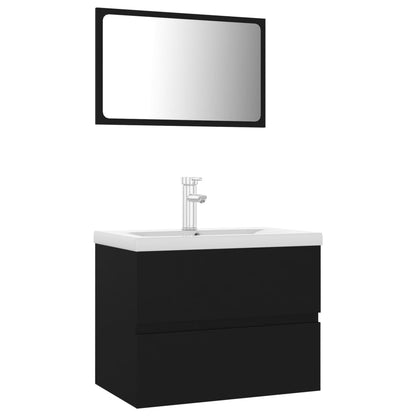 Bathroom furniture set black wood material