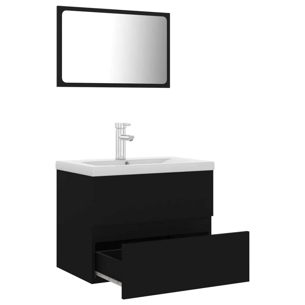 Bathroom furniture set black wood material