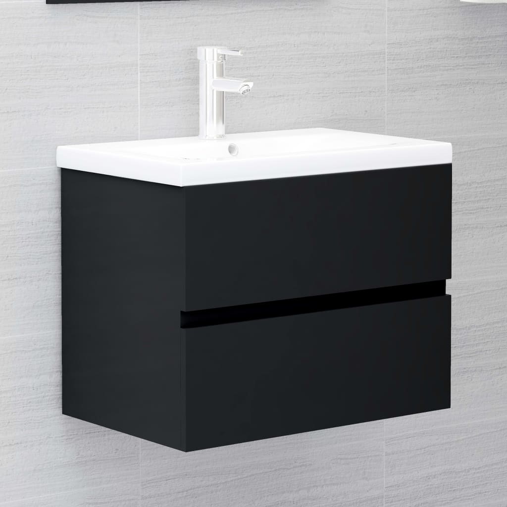 Bathroom furniture set black wood material