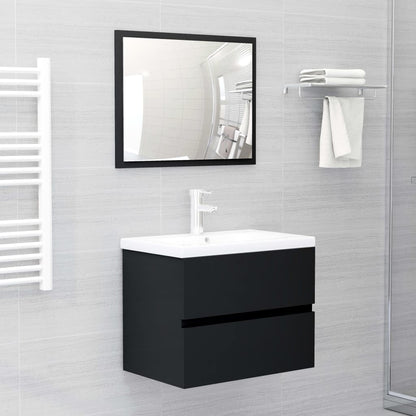 Bathroom furniture set black wood material