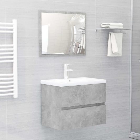 Bathroom furniture set concrete grey wood material