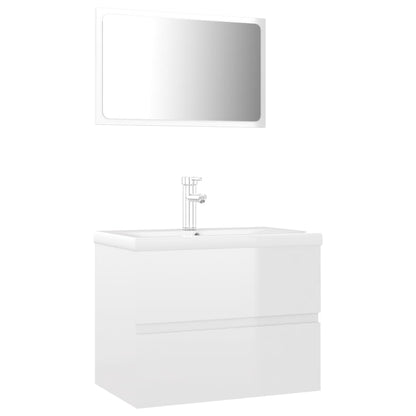 Bathroom furniture set high gloss white wood material