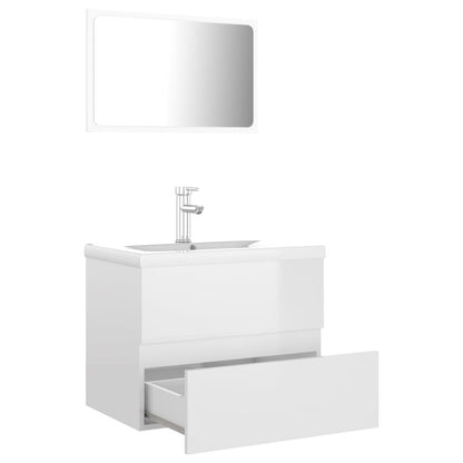 Bathroom furniture set high gloss white wood material