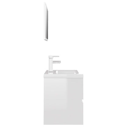 Bathroom furniture set high gloss white wood material