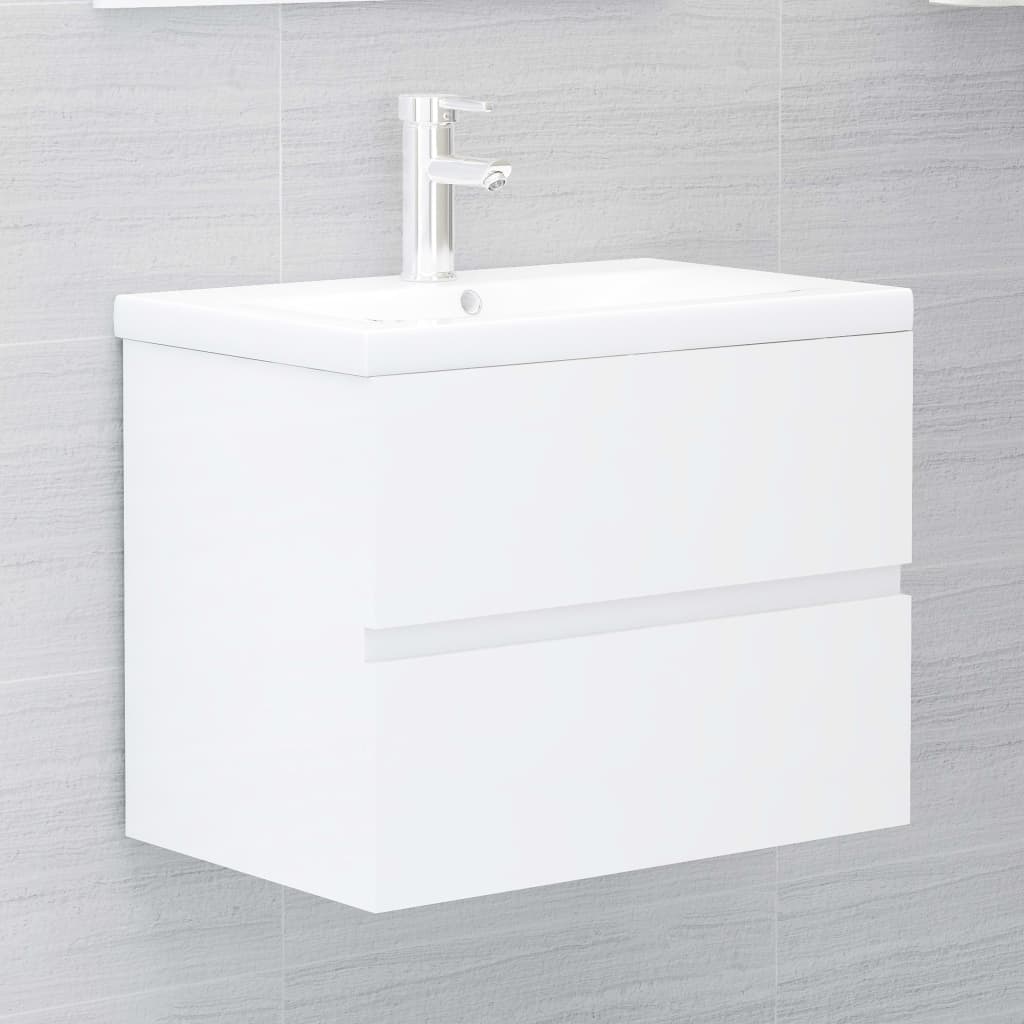 Bathroom furniture set high gloss white wood material