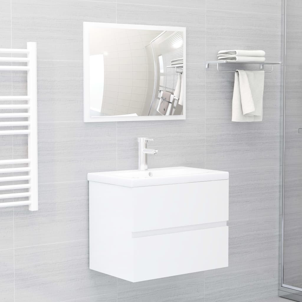 Bathroom furniture set high gloss white wood material