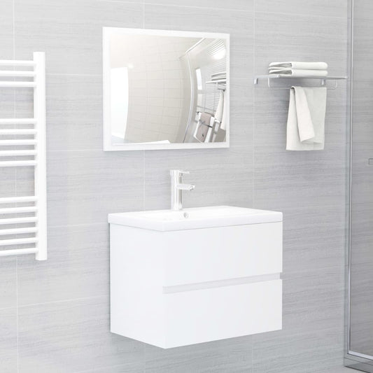 Bathroom furniture set high gloss white wood material