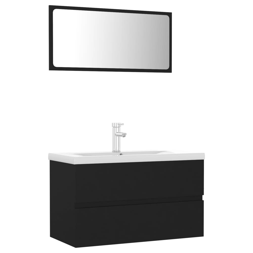 Bathroom furniture set black wood material