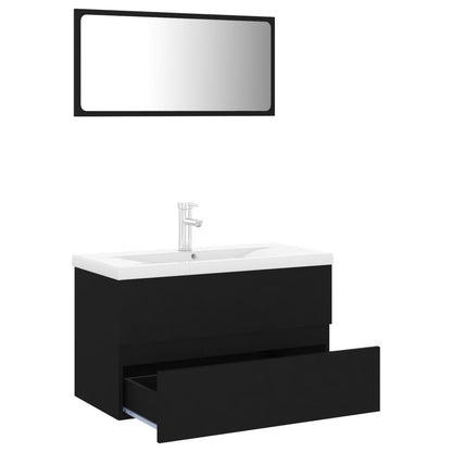 Bathroom furniture set black wood material