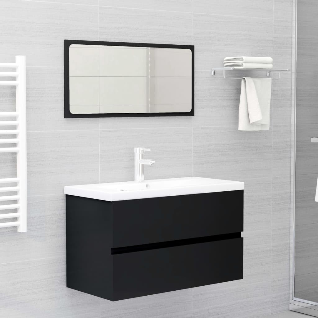 Bathroom furniture set black wood material