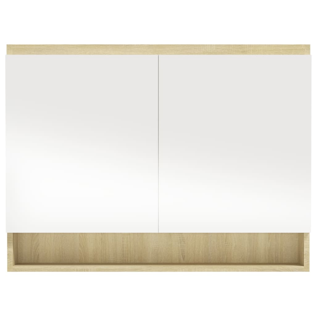 Spiegelschrank fürs Bad 80x15x60 cm MDF Weiß und Eiche-Optik