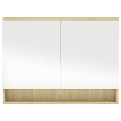 Spiegelschrank fürs Bad 80x15x60 cm MDF Weiß und Eiche-Optik