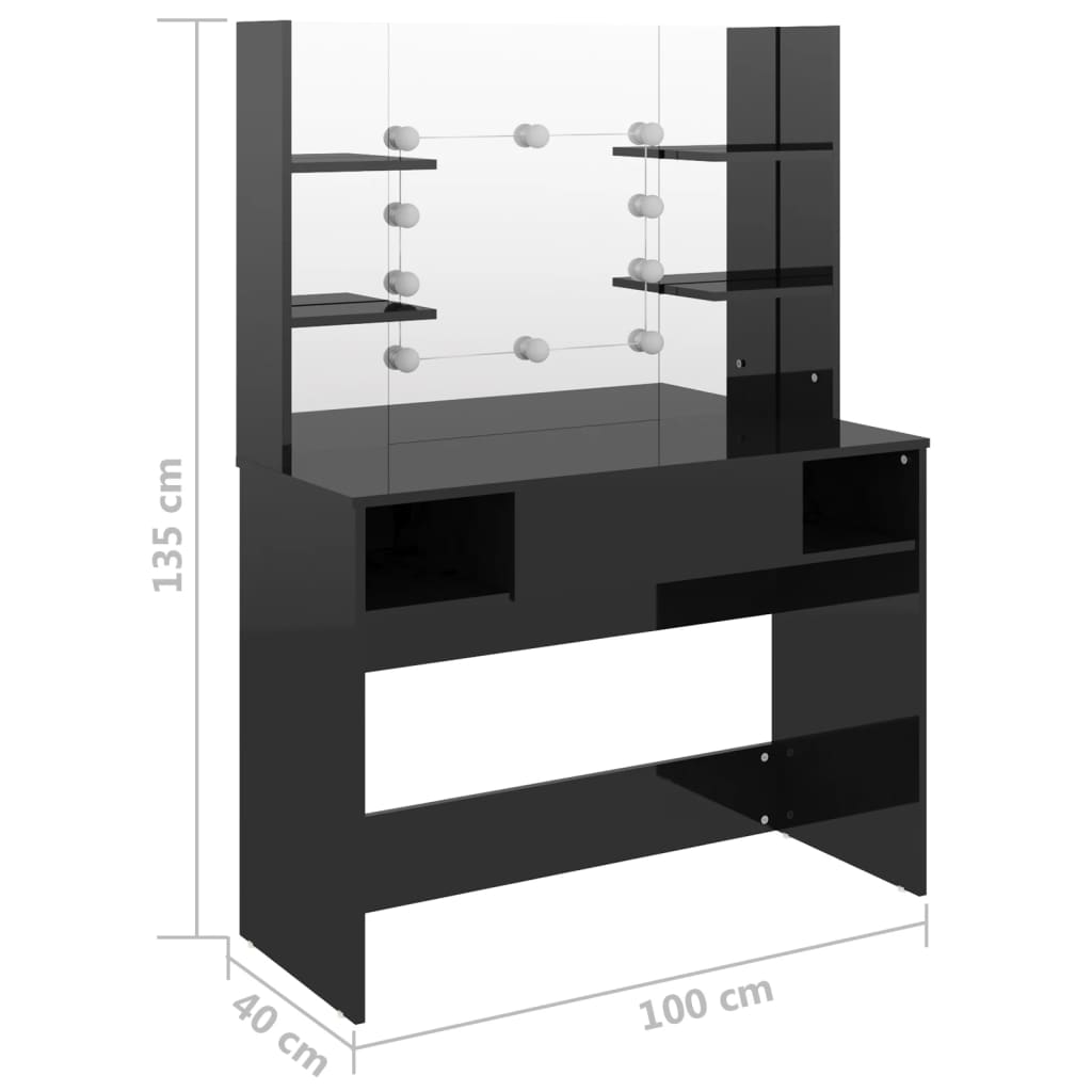 Schminktisch mit LED-Beleuchtung 100x40x135 cm MDF