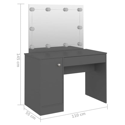 Schminktisch mit LED-Beleuchtung 110x55x145 cm MDF Grau