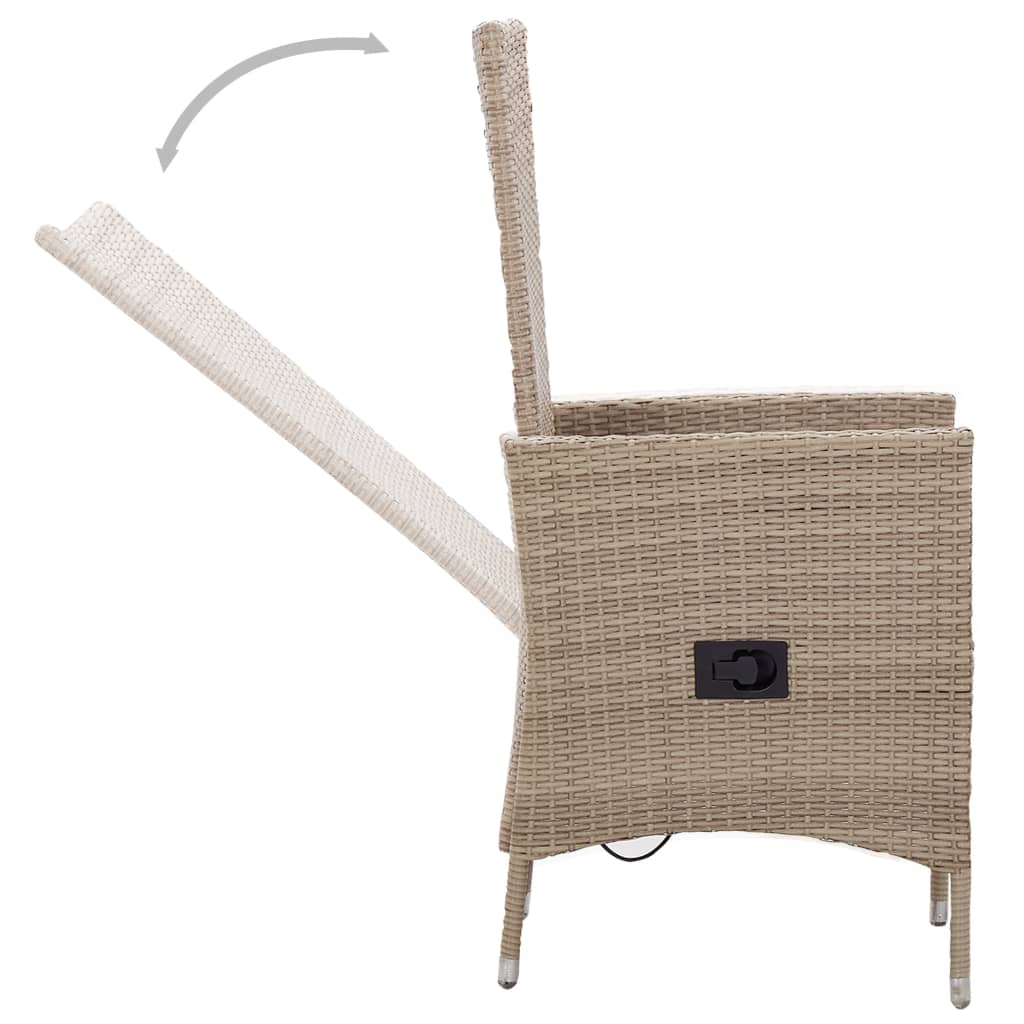 7-tlg. Garten-Essgruppe Poly Rattan Beige