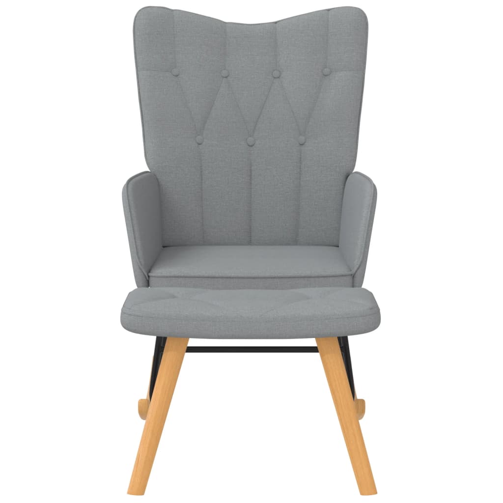 Rocking chair with stool light grey fabric