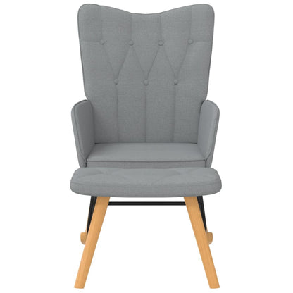 Rocking chair with stool light grey fabric