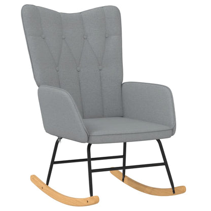 Rocking chair with stool light grey fabric