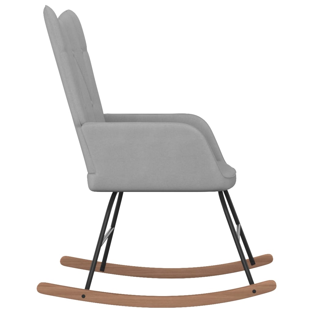 Rocking chair with stool light grey fabric