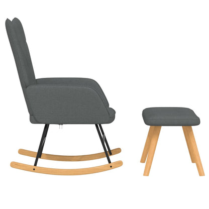 Rocking chair with stool dark grey fabric