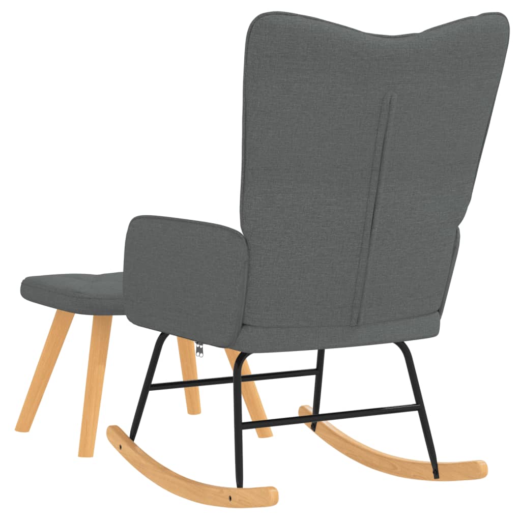 Rocking chair with stool dark grey fabric