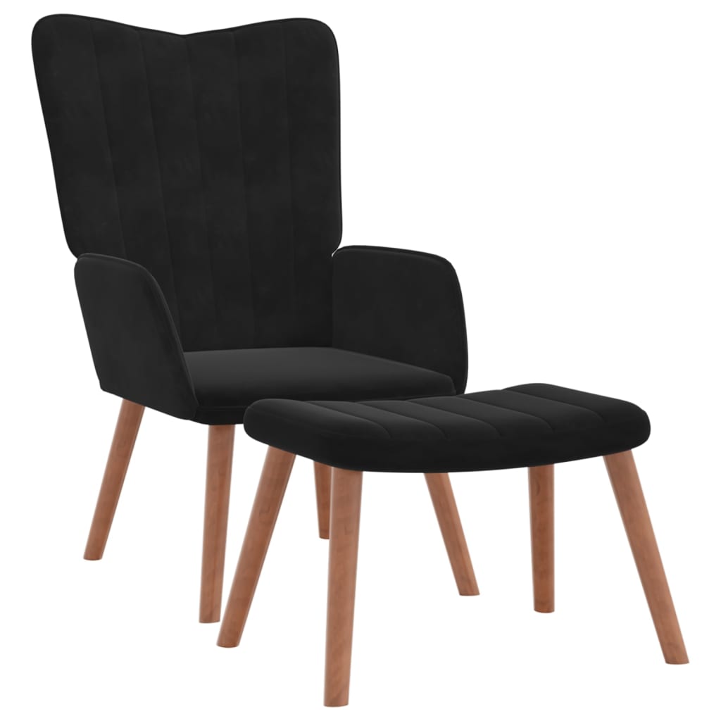 Relaxsessel mit Hocker Schwarz Samt