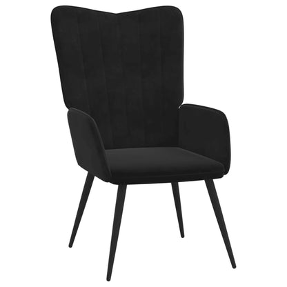 Relaxsessel mit Hocker Schwarz Samt