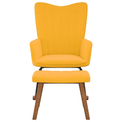 Rocking chair with stool mustard yellow velvet