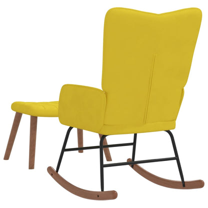 Rocking chair with stool mustard yellow velvet